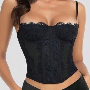 Black Lace Corset Top for Women